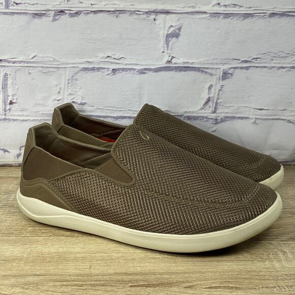OluKai Nohea Pae Brown Slip On Mesh Loafers Men\'s Size 10.5 Casual Comfort Shoes